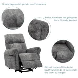 HomeTouch Faux Leather Power Lift Recliner Chair for Living Room Bedroom in Grey - Size: 1 Pack - thumbnail 4