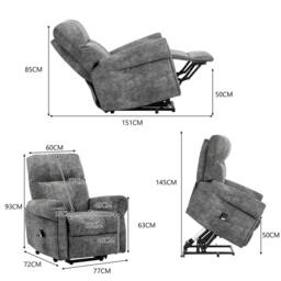 HomeTouch Faux Leather Power Lift Recliner Chair for Living Room Bedroom in Grey - Size: 1 Pack - thumbnail 3