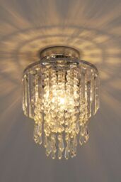 Living and Home Glamorous Crystal Cascade Chandelier with Chrome Accents in Silver - thumbnail 6