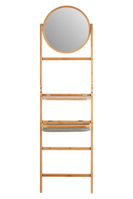 Orsina Versatile 5 Tier Towel Rack With Mirror, Integrated Mirror Towel Rack For Washroom, Foldable Toiletries Trays in Brown - image 1