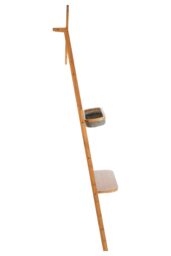 Orsina Versatile 5 Tier Towel Rack With Mirror, Integrated Mirror Towel Rack For Washroom, Foldable Toiletries Trays in Brown - thumbnail 3