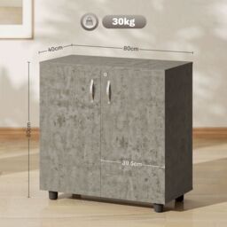 VINSETTO 2-Tier Locking Filing Cabinet Office Storage Cabinet in Grey - thumbnail 3