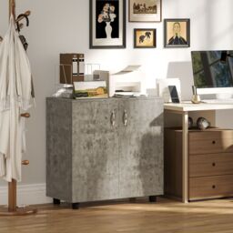 VINSETTO 2-Tier Locking Filing Cabinet Office Storage Cabinet in Grey
