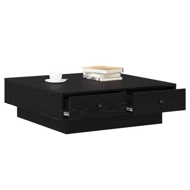 Berkfield Home Modern Coffee Table Black oak Engineered wood 90 x 90 x 28 cm - image 1