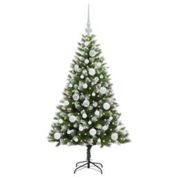 Berkfield Home Artificial Hinged Christmas Tree with Flocked Snow 120 cm in Green - thumbnail 3