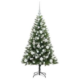 Berkfield Home Artificial Hinged Christmas Tree with Flocked Snow 120 cm in Green - thumbnail 4