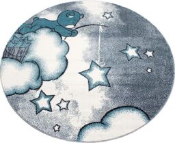 Bravich LTD Baby Bear & Stars Circle Rug - Kids in Baby Blue - Size: 160 cm diameter - thumbnail 1