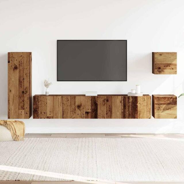 Berkfield Home Classic 5 Piece TV Cabinet Set Wall-mounted Old Wood Engineered Wood - image 1