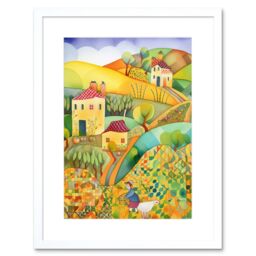 "Artery8 Wall Art Print Countryside Farming Folk Art Watercolour Painting Artwork Framed 9X7 Inch in White - Size: W7"" x H9""" - thumbnail 1
