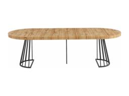 Vente-unique 2 - 12 Seater Extendable Dining Table - MDF & Steel - Natural and in Black - thumbnail 8