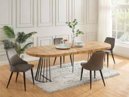 Vente-unique 2 - 12 Seater Extendable Dining Table - MDF & Steel - Natural and in Black - thumbnail 5