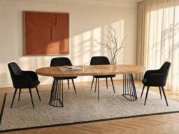 Vente-unique 2 - 12 Seater Extendable Dining Table - MDF & Steel - Natural and in Black - thumbnail 3