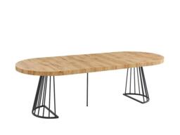 Vente-unique 2 - 12 Seater Extendable Dining Table - MDF & Steel - Natural and in Black - thumbnail 4