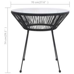 Berkfield Home Table Garden Dining Table Black Ã˜70x74 cm Rattan & Glass - Size: 70x74 cm - thumbnail 4