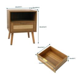 Direct Wicker MCM Rattan Nightstand with Gold Handles in Walnut Finish, 1 Piece - Size: 1 Pack - thumbnail 2