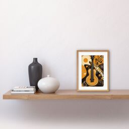 "Artery8 Wall Art Print Abstract Guitar Music Poster Graphic Artwork Framed 9X7 Inch in Beige - Size: W7"" x H9""" - thumbnail 2