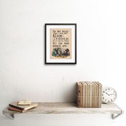 "Artery8 Wall Art Print Quote Carroll Book Alice Wonderland Mad Hatter Tea Party Artwork Framed 9X7 Inch in Black - Size: W7"" x H9""" - thumbnail 2