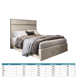 KDMD Comfyzone Upholstered Soft Velvet Metal Designer Bed Frame in Cream - Size: Single - thumbnail 5