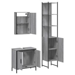 Berkfield Home 3 Piece Bathroom Furniture Set Grey Sonoma Engineered Wood - thumbnail 5