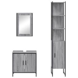 Berkfield Home 3 Piece Bathroom Furniture Set Grey Sonoma Engineered Wood - thumbnail 6