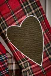 Dibor Set of 4 Highland Tartan Love Heart Xmas Gift Christmas Stocking in Red - Size: 4 Pack - thumbnail 2