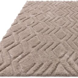 The Rug Shop UK Beige Modern Shaggy Easy to clean Hand Made Geometric Area Rug - Size: 160 cm x 230 cm - thumbnail 4