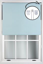 Furnished Duck Egg Blue Blackout Roller Blinds with Metal Fittings - Trimmable Window Shade - Size: 105 cm width x 210 cm drop - thumbnail 1