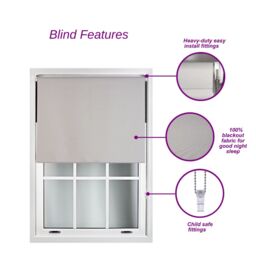 Furnished Duck Egg Blue Blackout Roller Blinds with Metal Fittings - Trimmable Window Shade - Size: 105 cm width x 210 cm drop - thumbnail 2