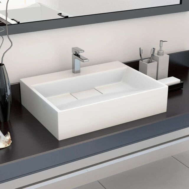 Berkfield Home Wash Basin 50x38x13 cm Mineral Cast/Marble Cast White - Size: 50 x 38 x 13 cm - image 1