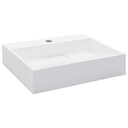 Berkfield Home Wash Basin 50x38x13 cm Mineral Cast/Marble Cast White - Size: 50 x 38 x 13 cm - thumbnail 2