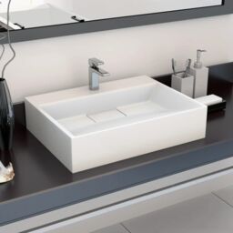 Berkfield Home Wash Basin 50x38x13 cm Mineral Cast/Marble Cast White - Size: 50 x 38 x 13 cm - thumbnail 1