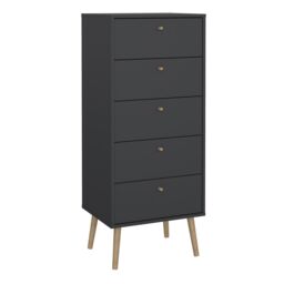 Furniture To Go Cumbria Chest 5 Drawers in Grey - thumbnail 1