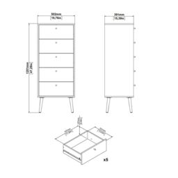Furniture To Go Cumbria Chest 5 Drawers in Grey - thumbnail 9