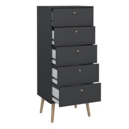 Furniture To Go Cumbria Chest 5 Drawers in Grey - thumbnail 6