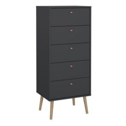 Furniture To Go Cumbria Chest 5 Drawers in Grey - thumbnail 2