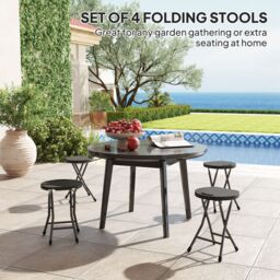 OUTSUNNY Folding Stool Set of 4, Decorative Garden Stool Set, Charcoal Grey in Dark Grey - thumbnail 4