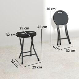 OUTSUNNY Folding Stool Set of 4, Decorative Garden Stool Set, Charcoal Grey in Dark Grey - thumbnail 3