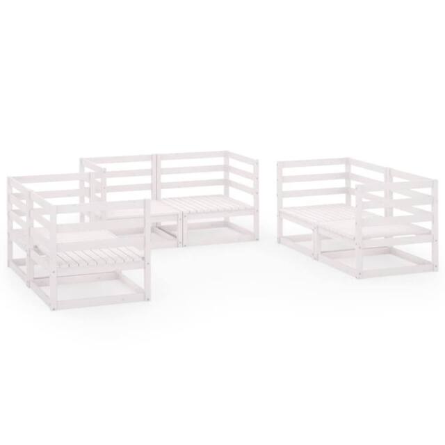 Berkfield Home 6 Piece Garden Lounge Set White Solid Pinewood - image 1