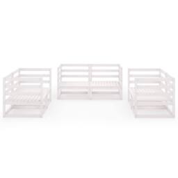 Berkfield Home 6 Piece Garden Lounge Set White Solid Pinewood - thumbnail 3