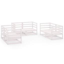 Berkfield Home 6 Piece Garden Lounge Set White Solid Pinewood - thumbnail 1