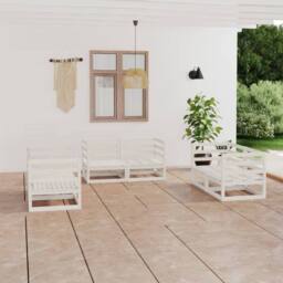 Berkfield Home 6 Piece Garden Lounge Set White Solid Pinewood - thumbnail 2