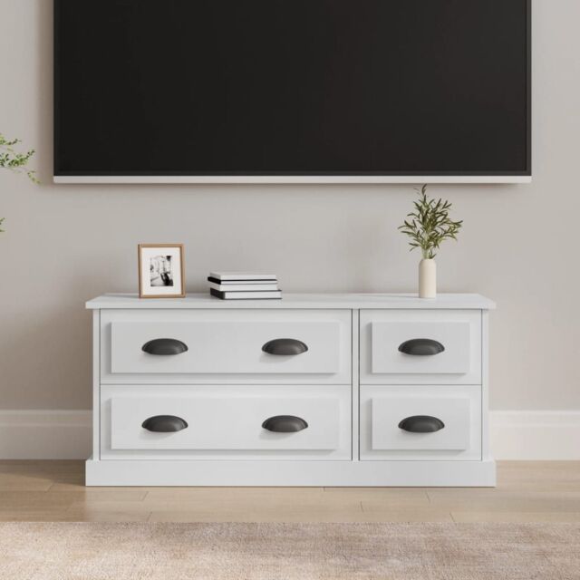 Berkfield Home TV Cabinet High Gloss White 100x35.5x45 cm Engineered Wood - image 1