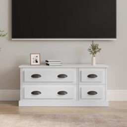 Berkfield Home TV Cabinet High Gloss White 100x35.5x45 cm Engineered Wood - thumbnail 1