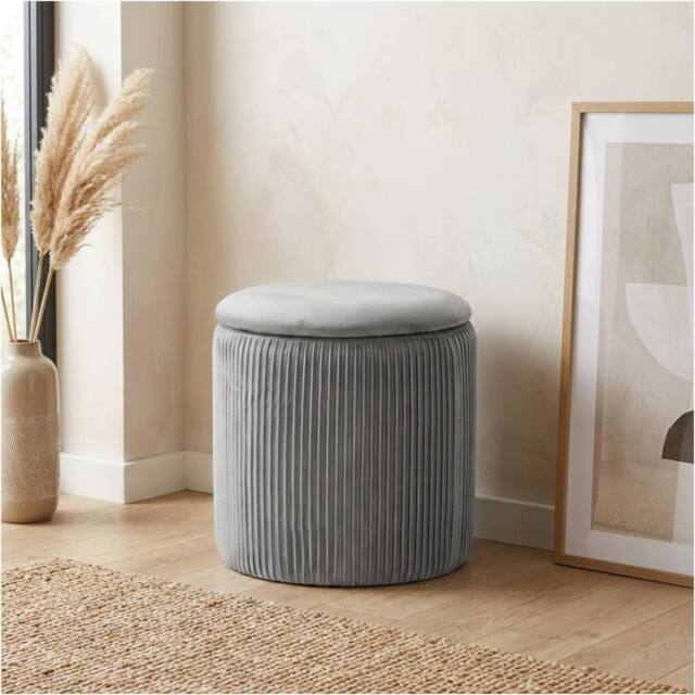 Garden Greatness Relica Ribbed Charcoal Pouffe Stool in Grey - image 1