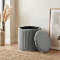 Garden Greatness Relica Ribbed Charcoal Pouffe Stool in Grey - thumbnail 2