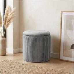 Garden Greatness Relica Ribbed Charcoal Pouffe Stool in Grey - thumbnail 1
