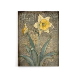 "Artery8 Daffodil Flower Art Nouveau Canvas Wall Art Print - Size: W18"" x H24""" - thumbnail 1