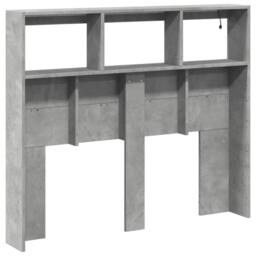 Berkfield Home Headboard Cabinet with LED Concrete Grey 120x17x102 cm - Size: 120 x 17 x 102 cm - thumbnail 8