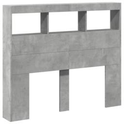 Berkfield Home Headboard Cabinet with LED Concrete Grey 120x17x102 cm - Size: 120 x 17 x 102 cm - thumbnail 1