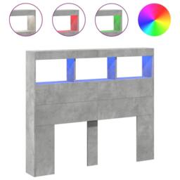 Berkfield Home Headboard Cabinet with LED Concrete Grey 120x17x102 cm - Size: 120 x 17 x 102 cm - thumbnail 3